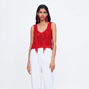 Woven fringe crop top